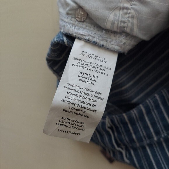 Dickies Railroad Striped Denim Mini Skirt Blue White Button Fly 5/27 - Picture 7 of 10
